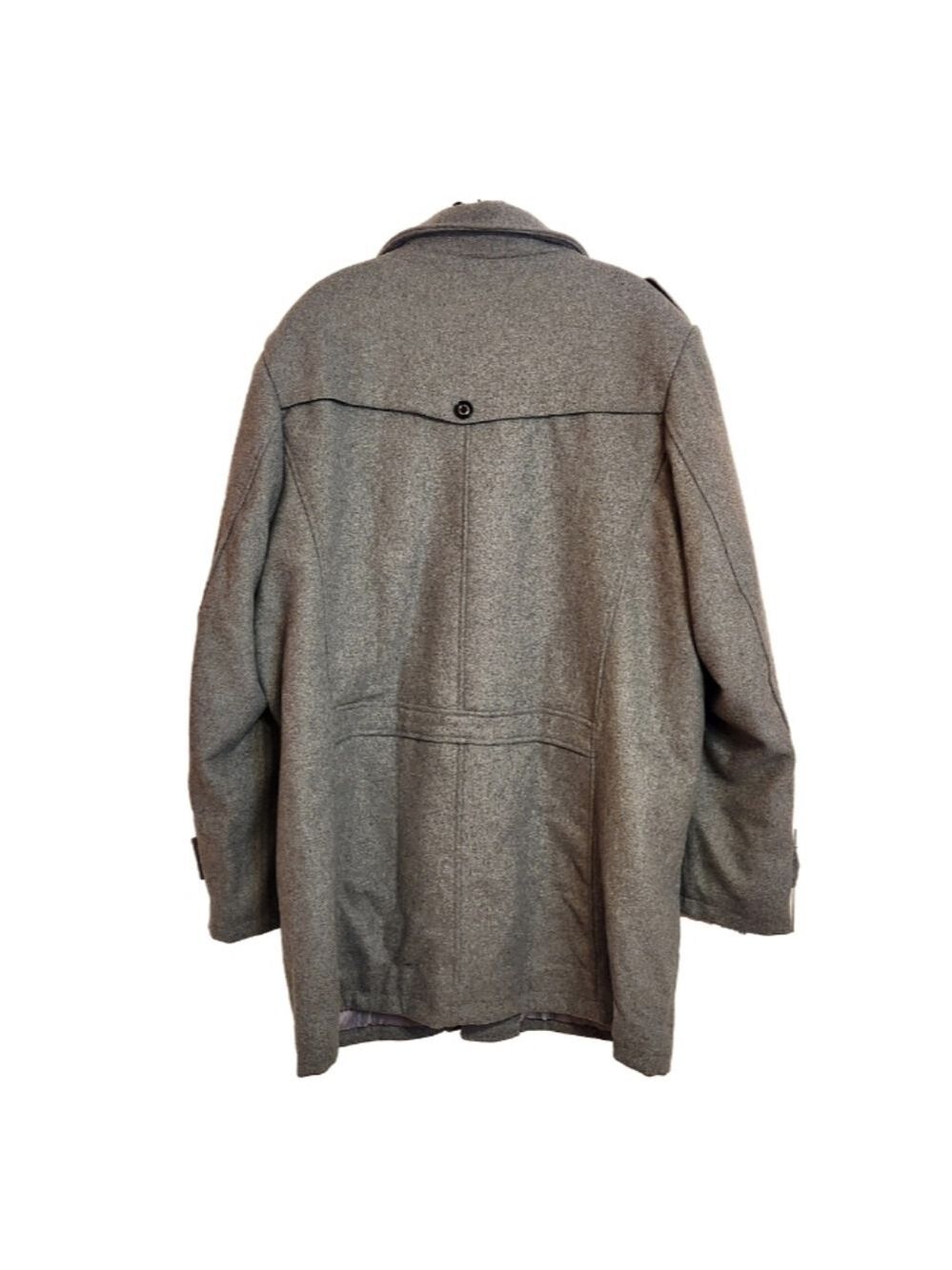 Amazon Wool Blend Detachable Scarf Mens Collar Trench Pea Coat Grey 2X-Large - Picture 2 of 8